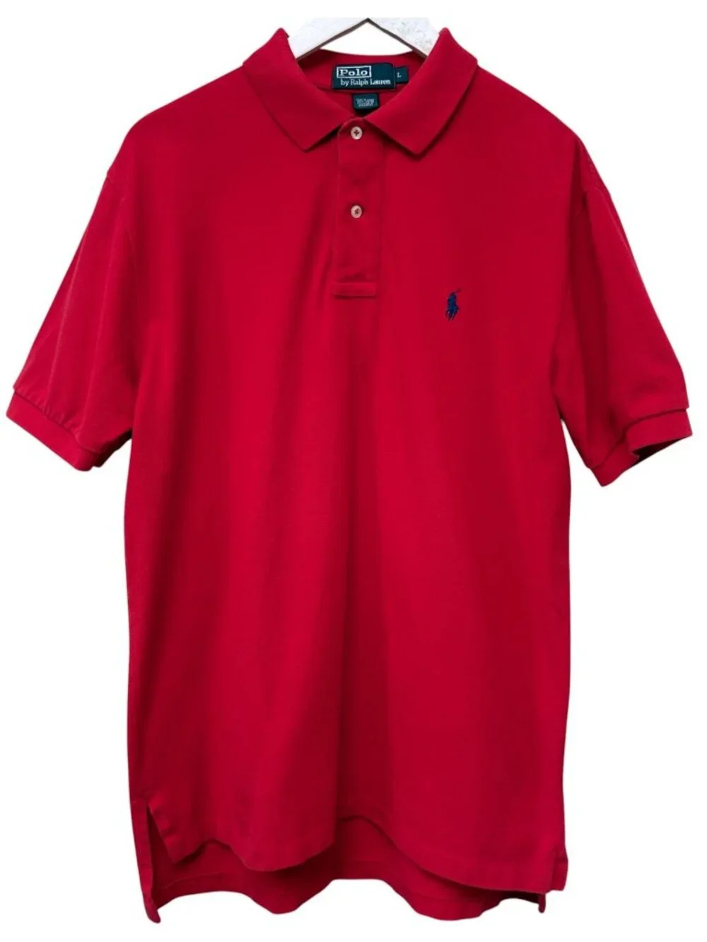 POLO Ralph Lauren Men's Polo Shirt Large Red Cotton Golf Preppy Pony Logo